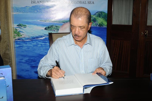 Seychelles President James Michel launches third book