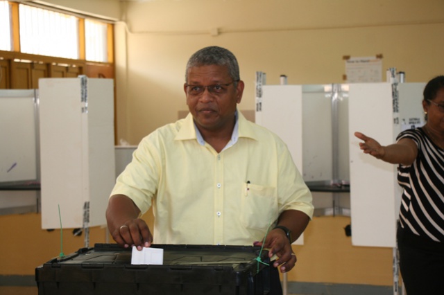 Seychelles run-off presidential election: SNP leader Wavel Ramkalawan casts vote at St Louis