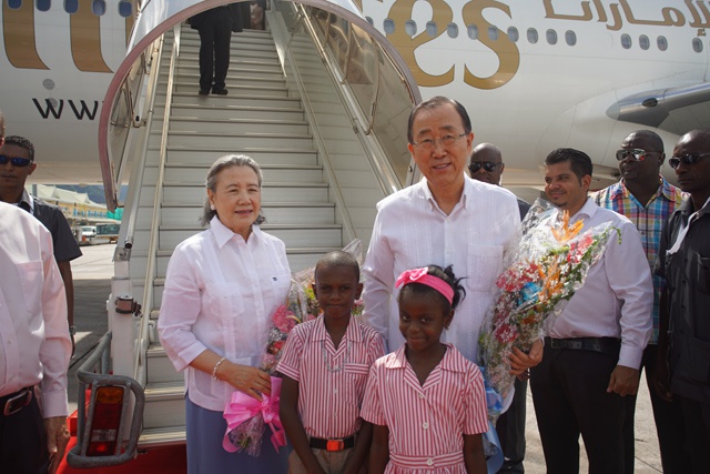 UN Secretary-General Ban Ki-moon arrives in Seychelles