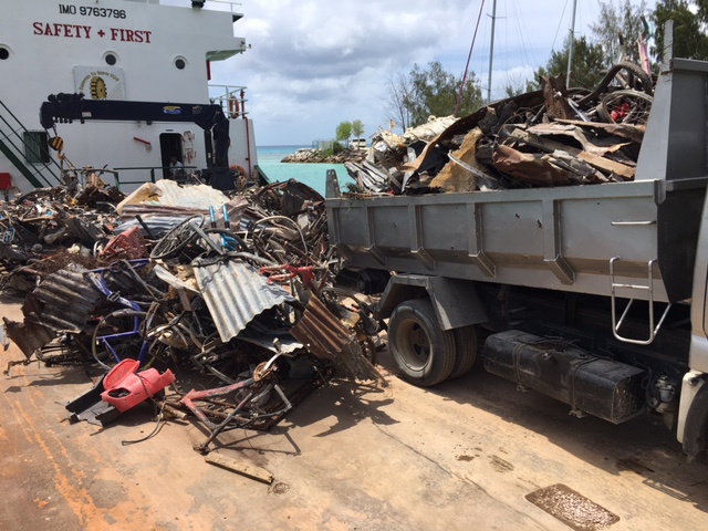 Seychelles island of La Digue gets rid of scrap metals collected over a year