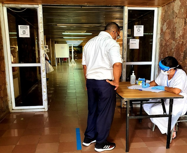 Health professionals in Seychelles line up to get COVID-19 vaccine