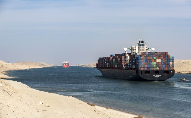 Massive container ship blocks Suez Canal