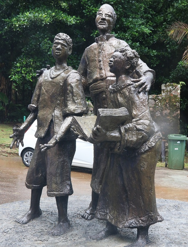 Statue of liberated slaved children unveiled at Venn's Town, the cradle of Seychelles