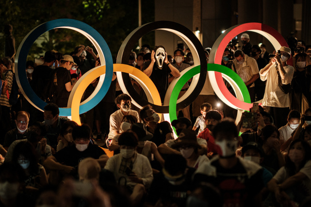 Crowds gather outside Tokyo stadium for Olympics opening ceremony