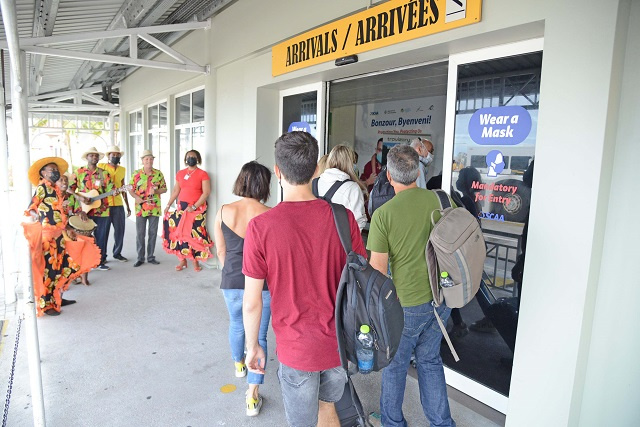 Seychelles surpasses the 100,000 visitor mark as moutya drums serenade the new arrivals