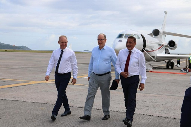 Prince Albert II of Monaco arrives in Seychelles on official visit