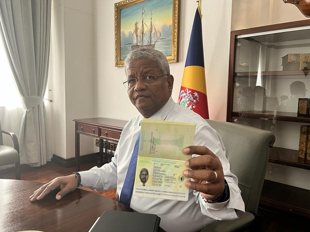 Seychelles' President gets first biometric passport as island state adopts new system